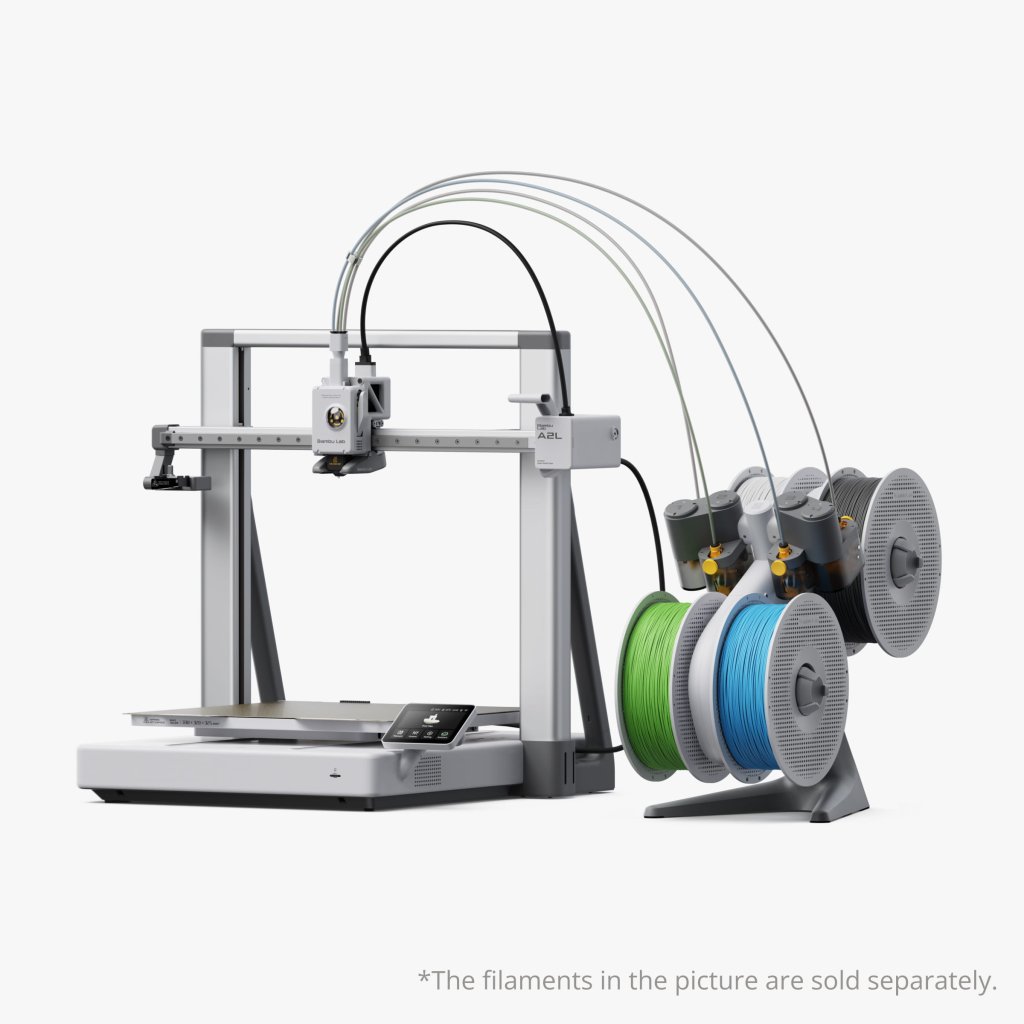 Bambu Lab A1 3D printer with AMS Lite filament system available through a K-8 school 3D printer lease program.